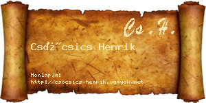 Csócsics Henrik névjegykártya